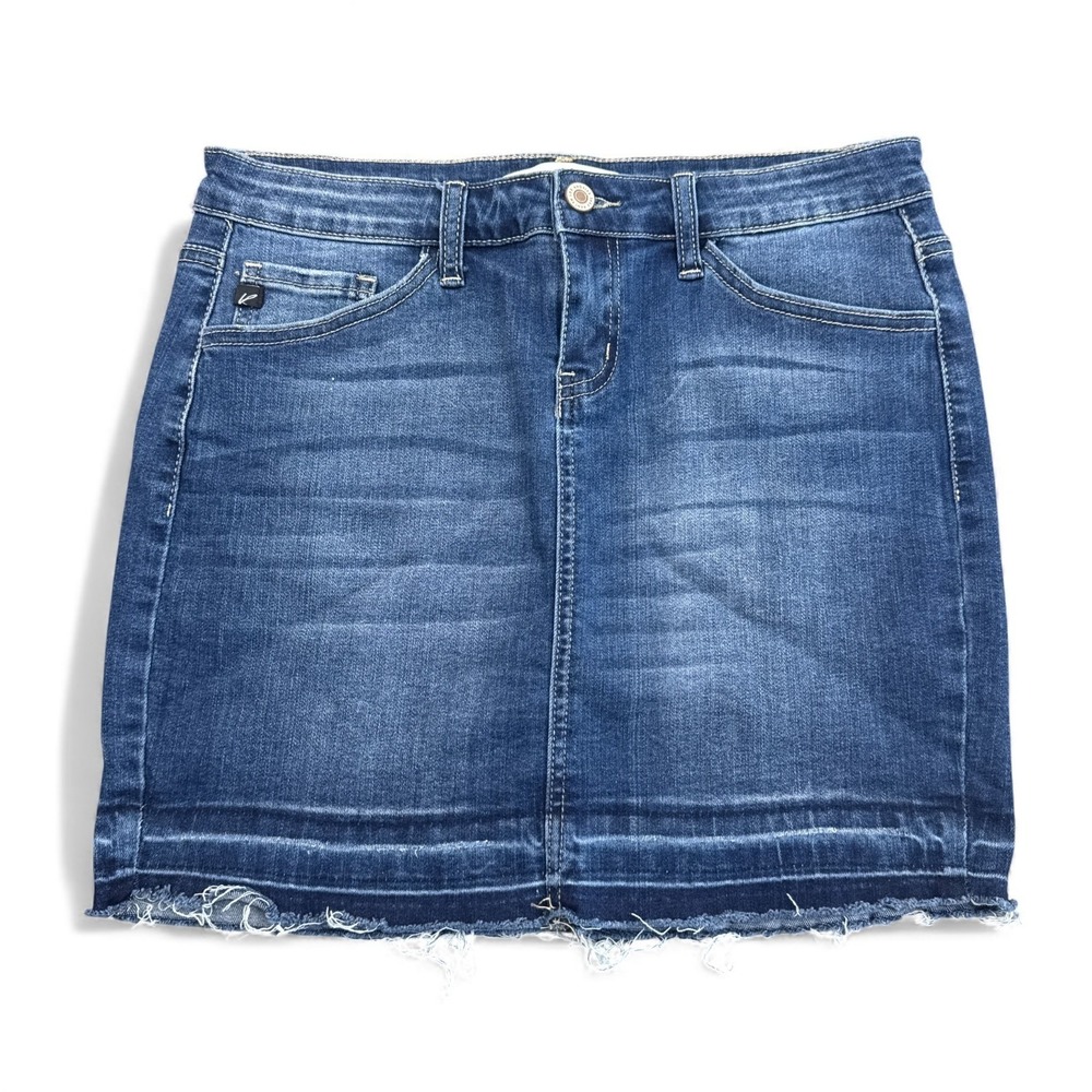 KanCan Mini‎ Skirt Womens Size 27 Jean Denim Blue Distressed Y2K 90s Stretch